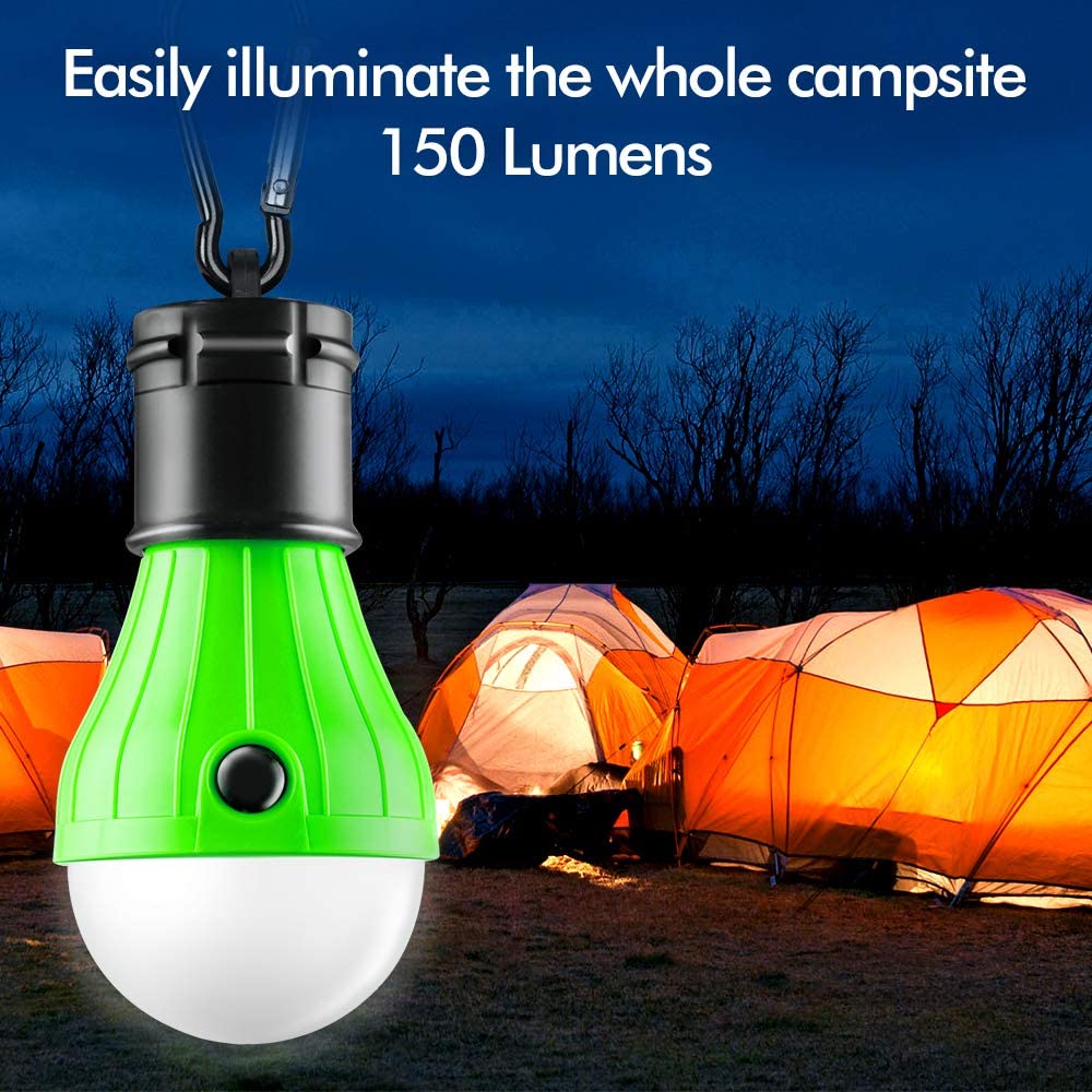 FLY2SKY Tent Lamp Portable LED Tent Light 4 Packs Clip Hook Hurricane Emergency Lights LED Camping Light Bulb Camping Tent Lantern Bulb Camping Equipment for Camping Hiking Backpacking Fishing Outage