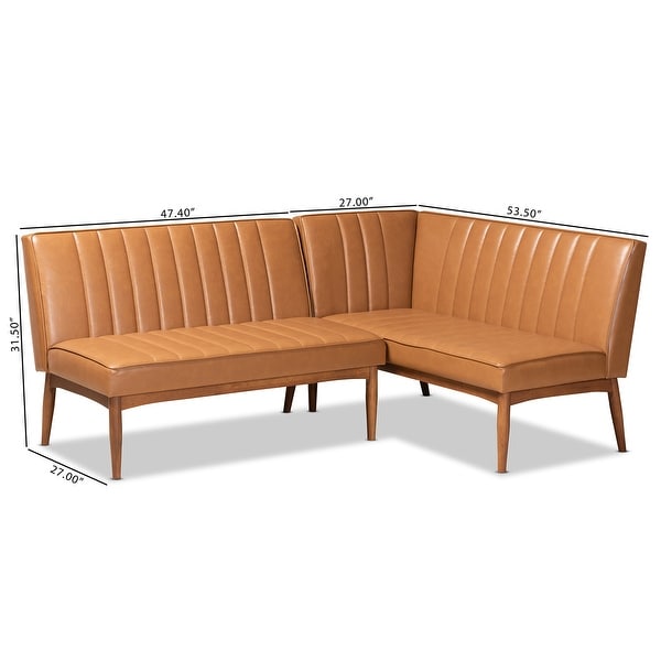 Daymond Mid-Century Modern 2-Piece Dining Nook Banquette Set
