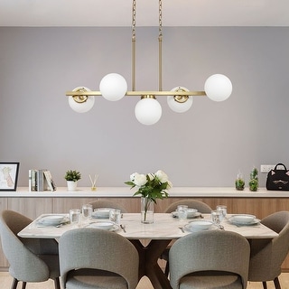 GetLedel 5-Light Linear Kitchen Island Pendant with Glass Globe Shades