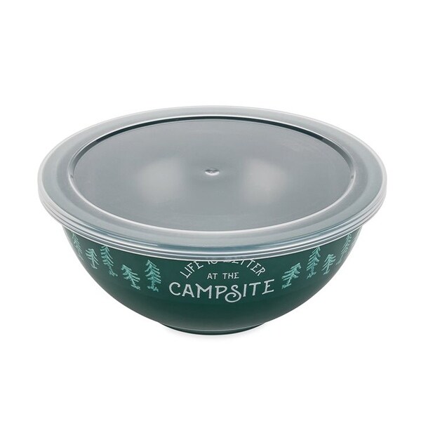 Camco Life is Better at The Campsite 8 Piece Melamine Nesting Bowl Set with Lids - Multicolored