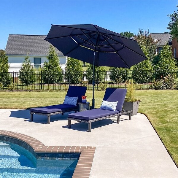 10ft 3 Tiers Vented Patio Outdoor Umbrella with Auto-tilt and Crank Lift