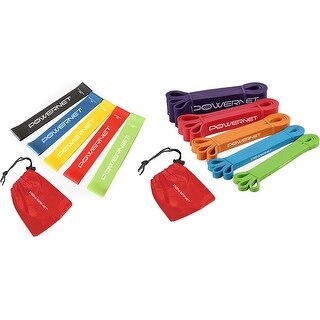 PowerNet Resistance Loop Exercise Bands & Heavy Duty Bands Bundle
