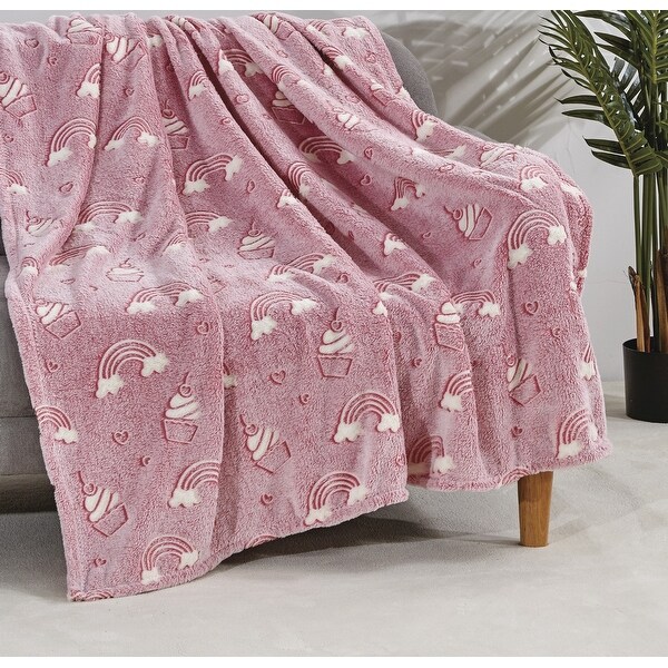 Glow-in-Dark Throw Blanket Pink Rainbow