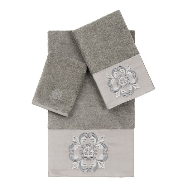 Authentic Hotel and Spa Textiles 100% Turkish Cotton Alyssa 3PC Embellished Towel Set