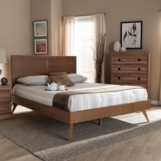 Carson Carrington Ulvsta Mid-century Walnut Wood Platform Bed