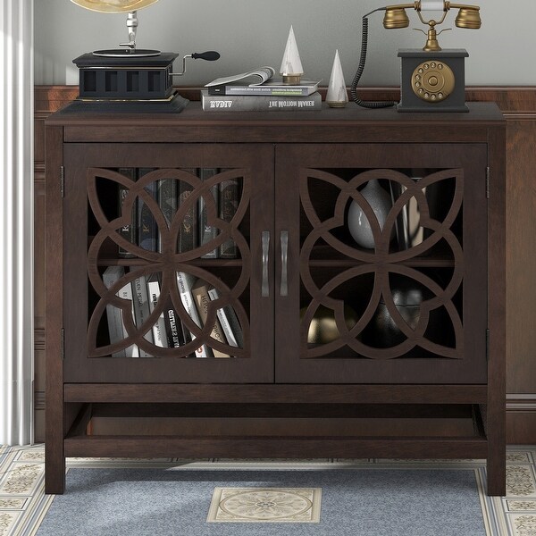 Wood Accent Buffet Sideboard Storage Cabinet - N/A