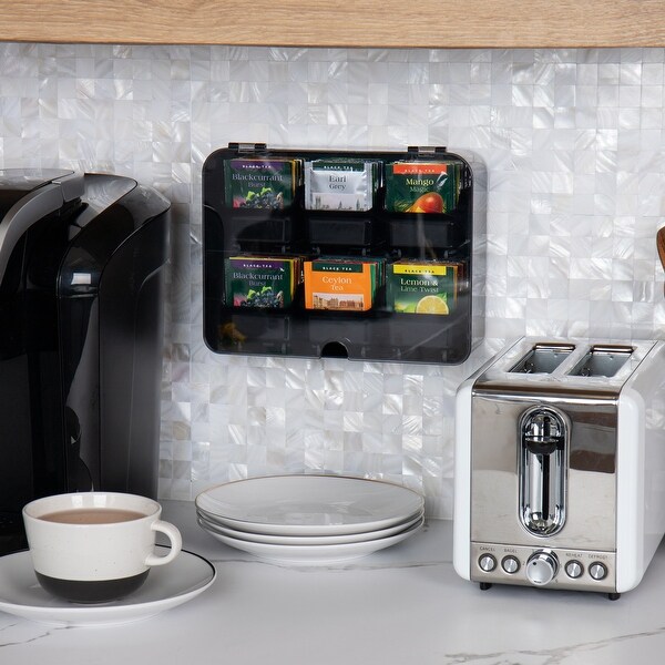 MInd Reader Foundation Collection, 6-Compartment Tea Bag Organizer, 72 Bag Capacity, Removable Drawers and Hinged Clear Lid