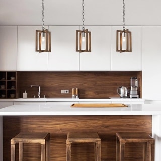 Modern Farmhouse 1-Light Faux Wood Pendant Lights for Kitchen Island Dining Room - W6.5"x H10.2"