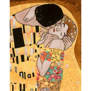 La Pastiche Gustav Klimt 'The Kiss' Hand Painted Felt Backed Wall Accent Tile
