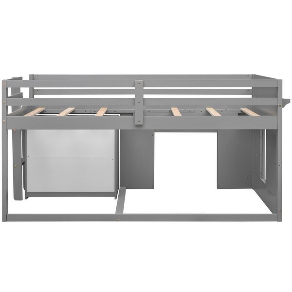 Twin Size Loft Bed with Cabinet and Shelf