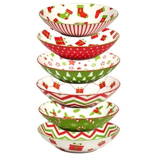 Certified International Holiday Fun 40 oz. Soup Bowls, Set of 6 Assorted Designs - 40 oz.