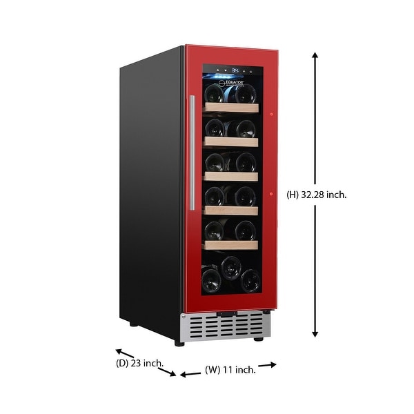 Equator Compact 18 bottle Built-in/Freestanding Wine Ref with 7 color LED Lights in Black/Red/Silver