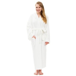Women's Hooded Plush Robe, Long Fleece Solid Robe