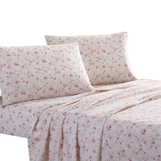 Veria 4 Piece King Bedsheet Set with Floral Print The Urban Port, Pink
