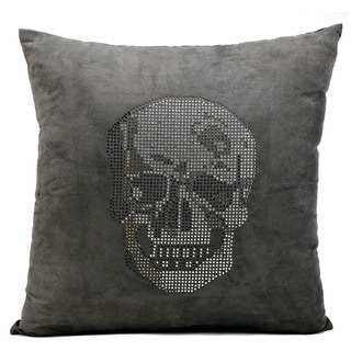 Mina Victory Luminescence Rhinestone Skull Dark Grey Throw Pillow by Nourison (18-Inch X 18-Inch)