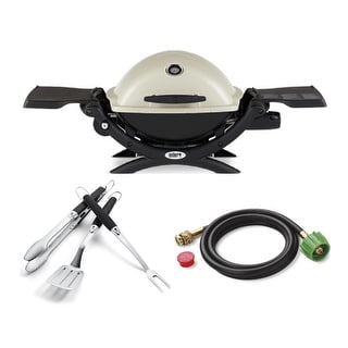 Weber Q 2200 Gas Grill - LP Gas (Titanium) w/ Adapter Hose & Tool Set