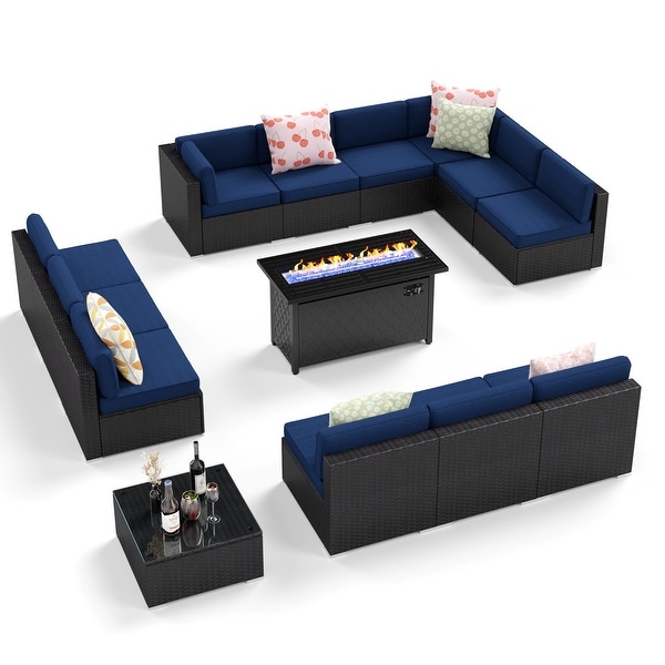 13-Piece Outdoor Sectional Sofa Set Patio Conversation Set with Fire Pit Table and Coffee Table