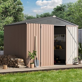 AECOJOY Outdoor Metal Storage Shed with Lockable Door
