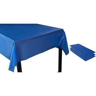 3-Pack Blue Disposable Plastic Rectangular Tablecloth Table Covers 54" x 108"