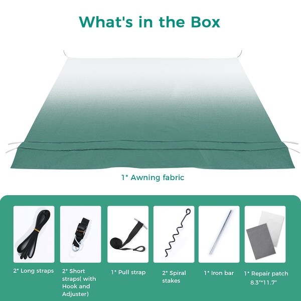RV Awning Fabric Replacement - Universal Outdoor Canopy for Camper, Trailer, and Motorhome Awnings - Green Fade