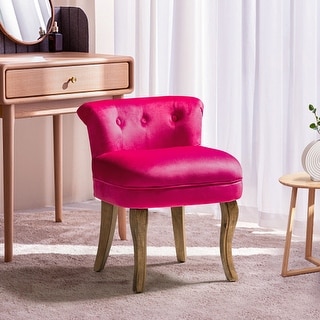 Xacobo Velvet Tufted Vanity Stool with Wood Base