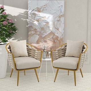 Modern Glam Velvet Upholstered Tufted Accent Chair Set of 2 with Metal Legs