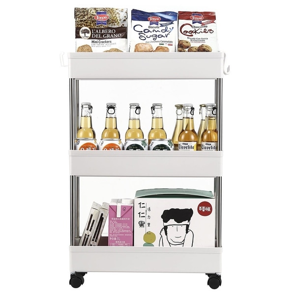 3-Layer Ultra-thin Mobile Multi-Functional Slim Storage Cart Storage Cabinet