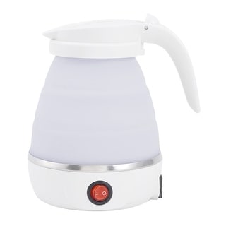 Silicone Foldable Electric Kettle with Stainless Steel - 0.6L (UL - 6.49 x 5.31 x 7.09 inches