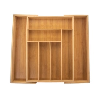 Bamboo Expandable Drawer Organizer - 8 Organizing Compartments - Cutlery Tray, for Silverware, Flatware, Knives