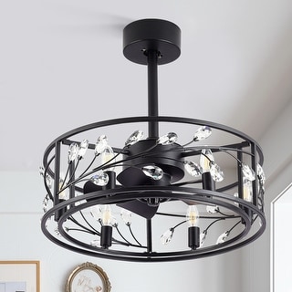 20 IN Modern Crystal 5 Blade Ceiling Fan with Light Kit and Remote