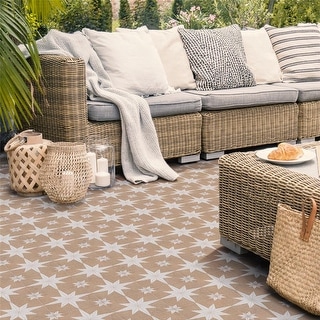 Merola Tile Compass Star Sand Stone 8" x 8" Porcelain Floor and Wall Tile