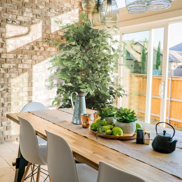 Artificial Silk Ficus Tree 7' w 1512 lvs Pre-potted - 1512 Leaves