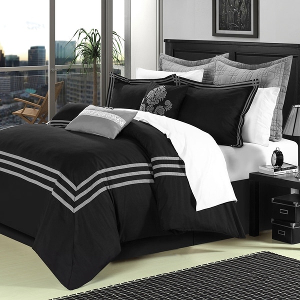 Chic Home Cornelius Black 12-Piece Bed in a Bag Comforter Set