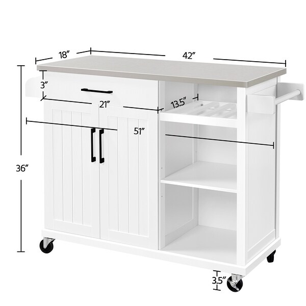Yaheetech Rolling Kitchen Cart with Stainless Steel Top and Storage