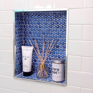 Merola Tile Hudson Penny Round Glossy Sapphire 12" x 12.63" Porcelain Mosaic Tile