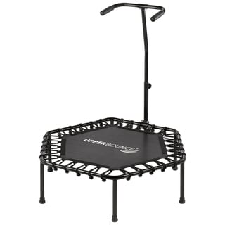 Machrus Upper Bounce 40" Mini Trampoline with Adjustable T-Shaped Handrail - Hexagonal Rebounder Fitness Trampoline