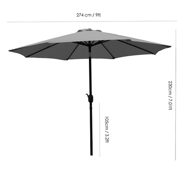 9 Ft Green Patio Umbrella with Tilt and Crank