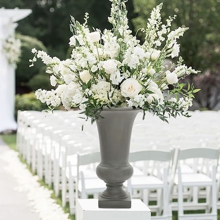 22.75" H Fluted Top Slender Handcrafted MgO Urn Planter, Indoor & Outdoor