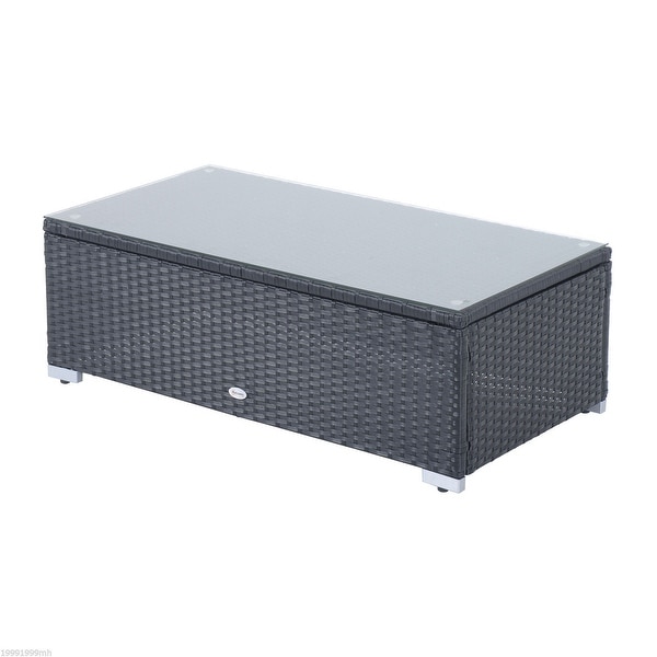 Outsunny 4-Piece Patio Furniture Set with Back Support, Thickly Cushioned PE Rattan Patio Furniture Set