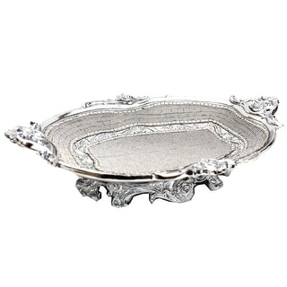 Clihome Chrome Plated Crystal Embellished Ceramic Plate