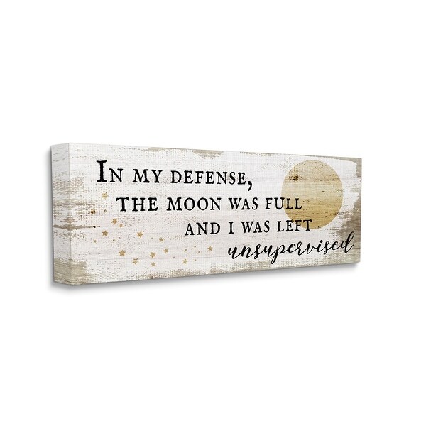 Stupell Industries Full Moon Unsupervised Phrase Rustic Halloween Charm Canvas Wall Art