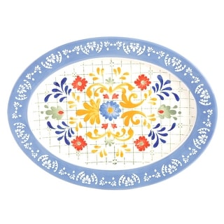 Cottage Floral Design 13.8 Inch Stoneware Serving Dish