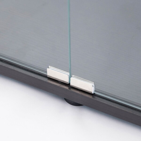 Two-door Glass Display Cabinet 3 Shelves with Door, Floor Standing Curio Bookshelf