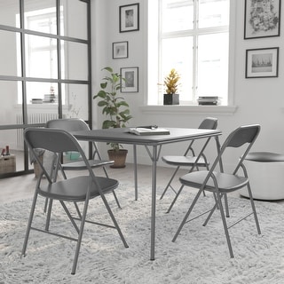 5 Piece Folding Card Table and Chair Set with Upholstered Table Top