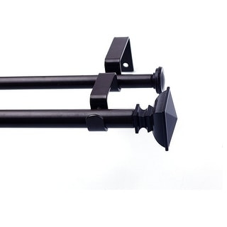 Modern Square Urn Adjustable Drapery Double Curtain Rod