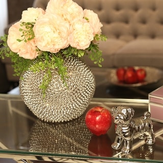 Ec Silver Spiked Ceramic Vase 10" 10"H