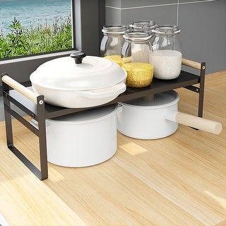 Expandable Shelf Organizer, Adjustable Height Countertop Storage Shelf