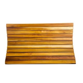 EcoDecors 31" x 18" Teak Shower Bath Floor Mat - WoodLand Brown Finish