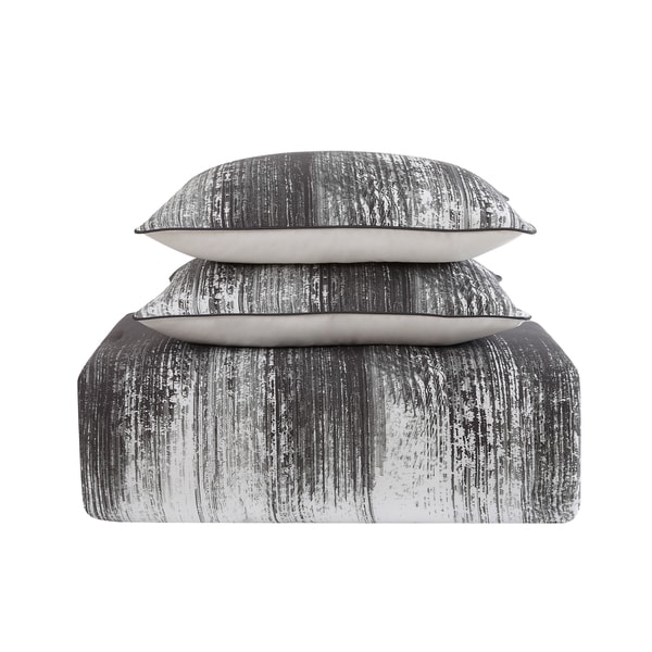 Vince Camuto Lyon Brushstroke Cotton 3-Piece Duvet Cover Set