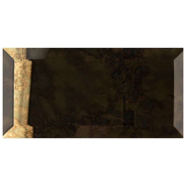 Merola Tile Lustre Beveled Antique Gold 3 in. x 6 in. Glass Wall Tile